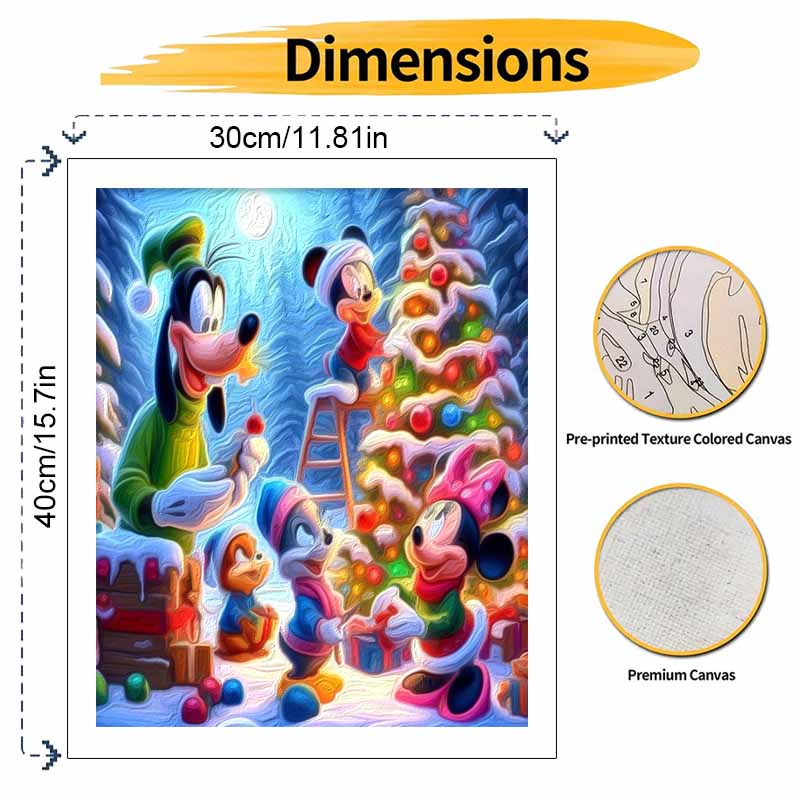 Disney Christmas Paint by Numbers Kit Home Bedroom Wall Decor Handmade Gift Holiday Art Decor Supplies Crafting Activity Wall Decor Set