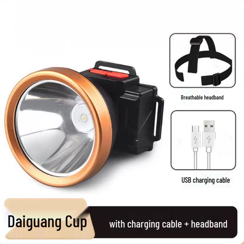 LED Long-Lasting Outdoor Headlamp: High-Lumen, Dimmable, Head-Mounted Light for Fishing and Mining.
