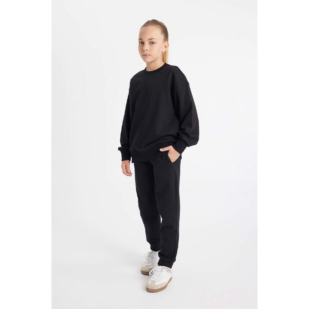 Girls' Black Jogger Standard Fit School Sweatpants Y1226a623au
