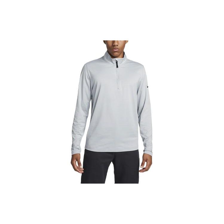 Nike Victory Solid Logo Half-Zip Design Long Sleeve T-Shirt Men Tops Light-Smoke-Gray FD5837-077
