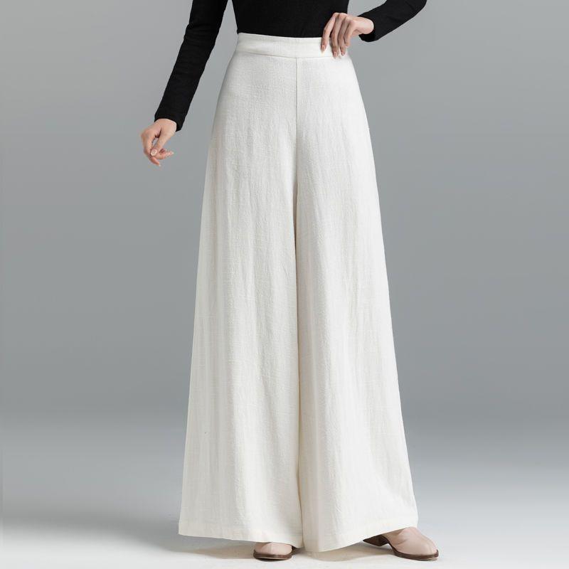 Women's High-Waisted Cotton-Linen Wide-Leg Pants, Drapey Loose Fit, 2026 Style