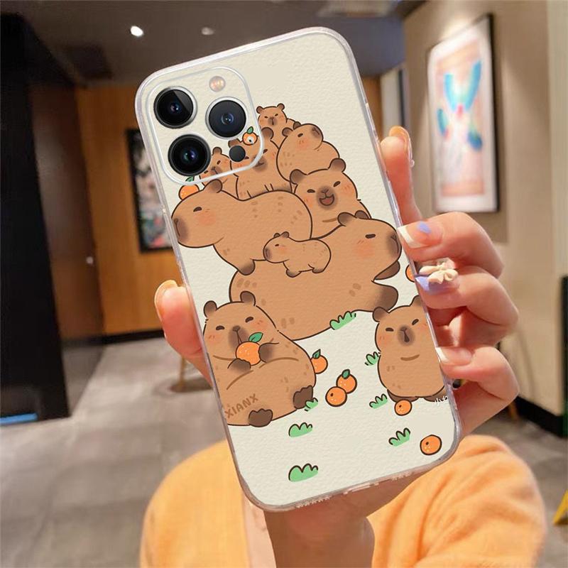 cartoon Cute capybara Phone Case Carcasa Funda For iPhone 17 Pro Max Air 16 15 14 13 Pro Max 15 16 Pro 15Plus Case