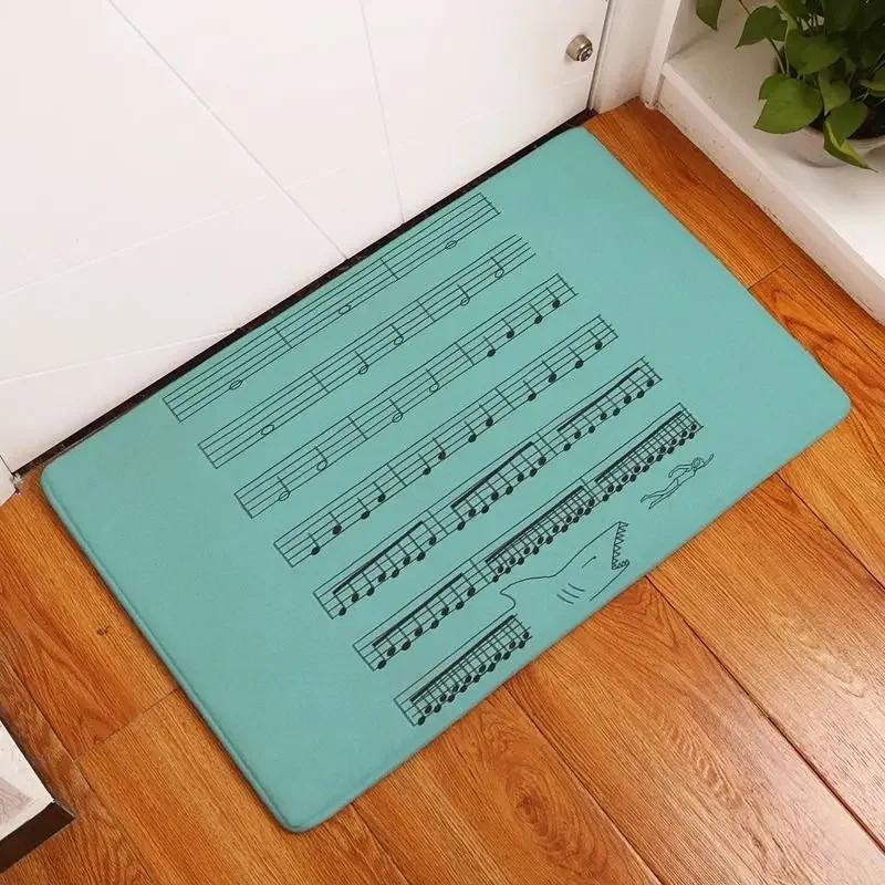 Tappetino con Stampa Note Musicali per Piano Corridoio Zerbini Antiscivolo Cucina Bagno Tappeto per Pavimento Ingresso Tappeto Lavabile Casa Camera da Letto Decorazione