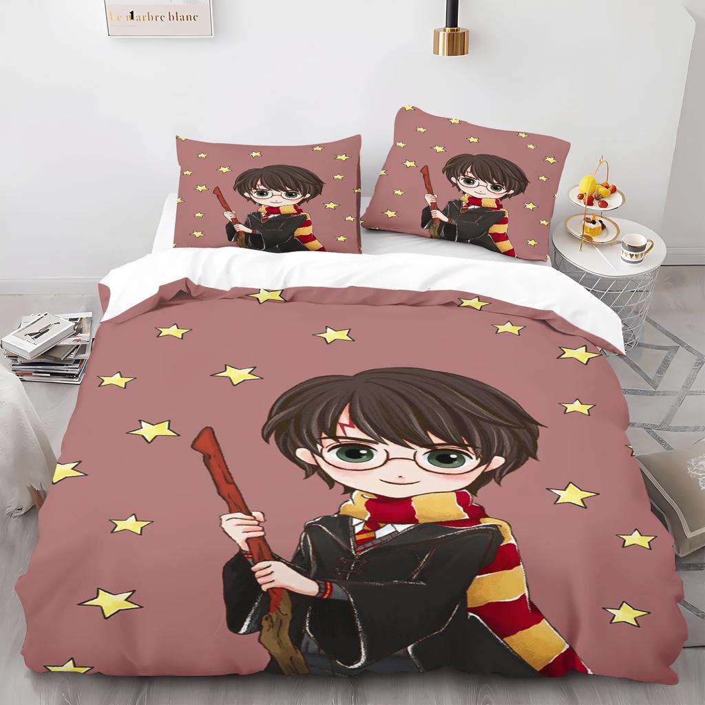 2/3 Piece Cute Magical Boy Cartoon Magic Academy Bedding Set 3D Printed 100% Polyester Children Bedroom Student Dorm Ideal Gift