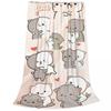 Kawaii Peach And Goma Collage Cartoon Blankets Velvet Decor Mocha Mochi Cat Soft Throw Blanket for Bed Bedroom Plush Thin Quilt