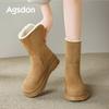 Augustine platform snow boots women's 2025 new winter piled thickened cotton shoes folded two wear fluffy short boots