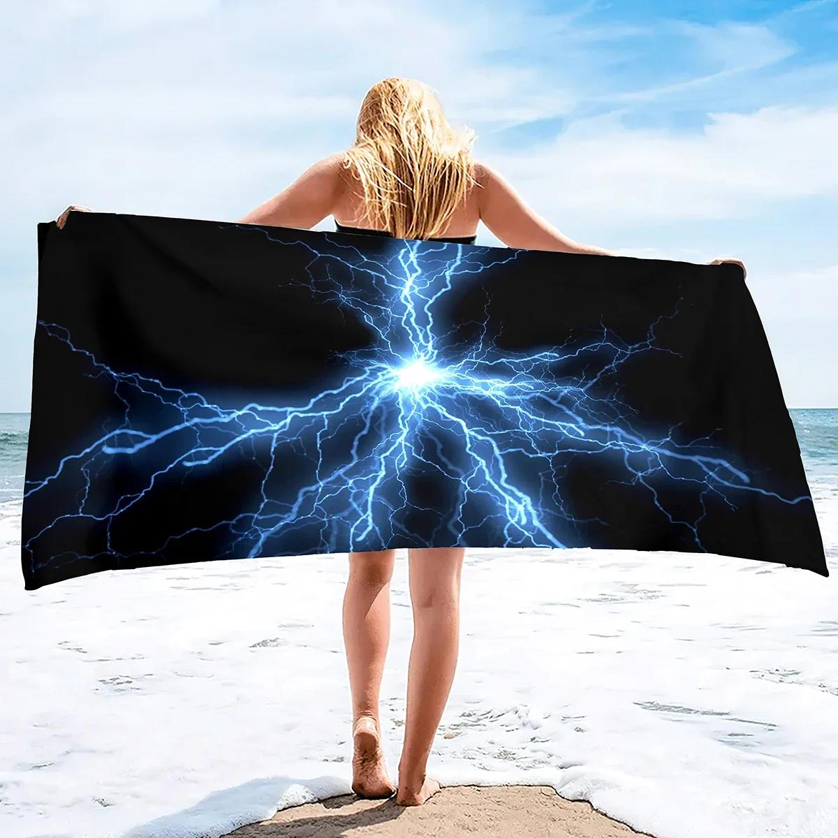 

Oversized Beach Towel,Lighting Print Extra Large Big Pool Swim Travel Soft Towel Blanket Camping Cruise Lounge Chair Cover Gift W30*H60(CM)