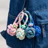 Women's Car Keychain Knotted Rope Floral Design Non-Slip Lightweight Bag Charm Portable Key Decor for Travel Commute Use