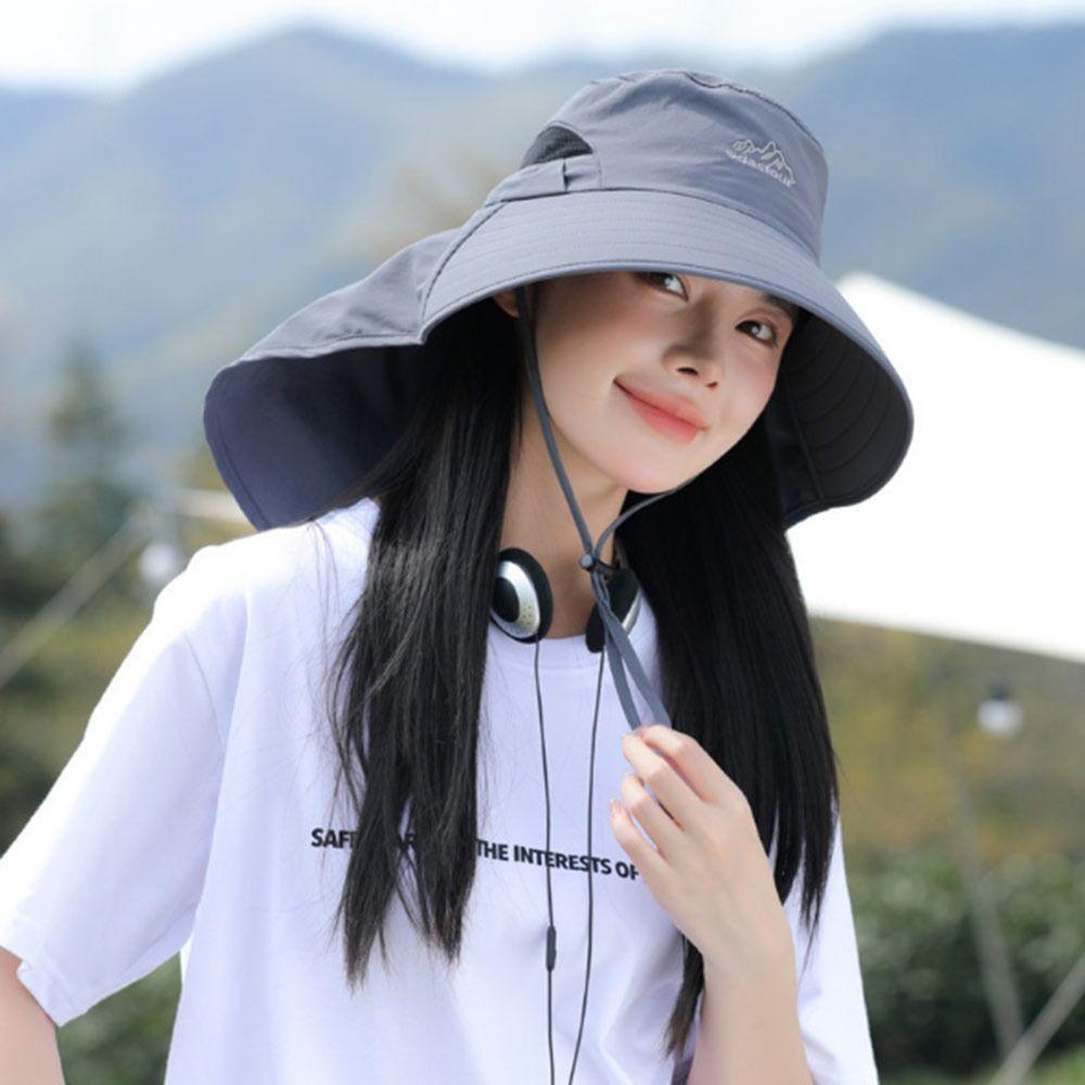 Châle Anti-UV Portable Chapeau de Pêcheur Large Bord Séchage Rapide Chapeau de Cueillette du Thé Respirant Réglable Chapeau de Soleil Sports d'Extérieur