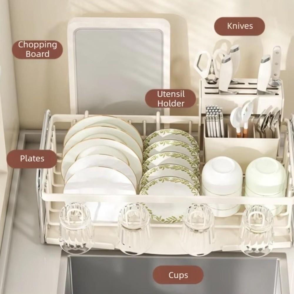 Carbon Steel Dish Drying Rack Rustproof Kitchen Sink Rack Utensil Draine  Sink Side