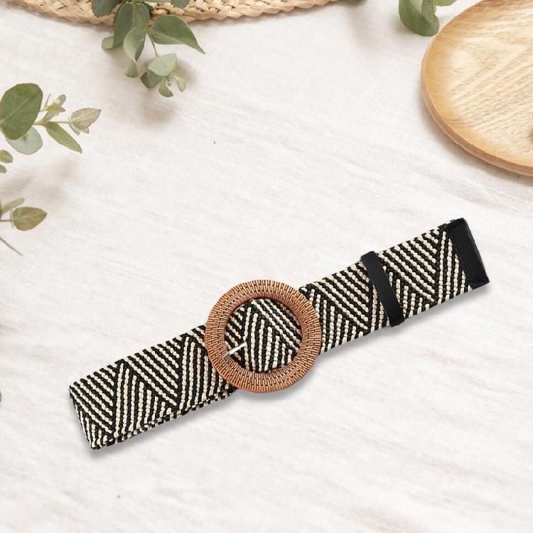 Aesthetic Buckle Belt for Women Crochet Wide Belt Simple Bohemian Waistband for Dresses Eye Catching Waist Accessories