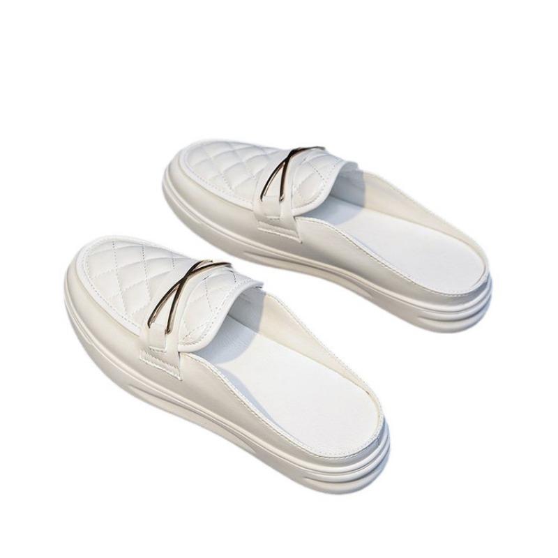 Fashion Women's Mules Shoes White Sandals Comfortable Fashion Designer Slipper Flat Leather Summer New 2025 Luxury Slippers for Women