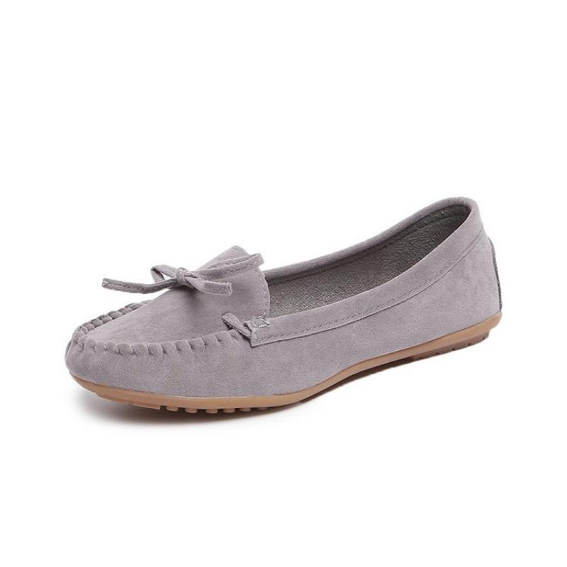20 spring and summer new casual flat beanie shoes women's suede bow non-slip large size single shoes