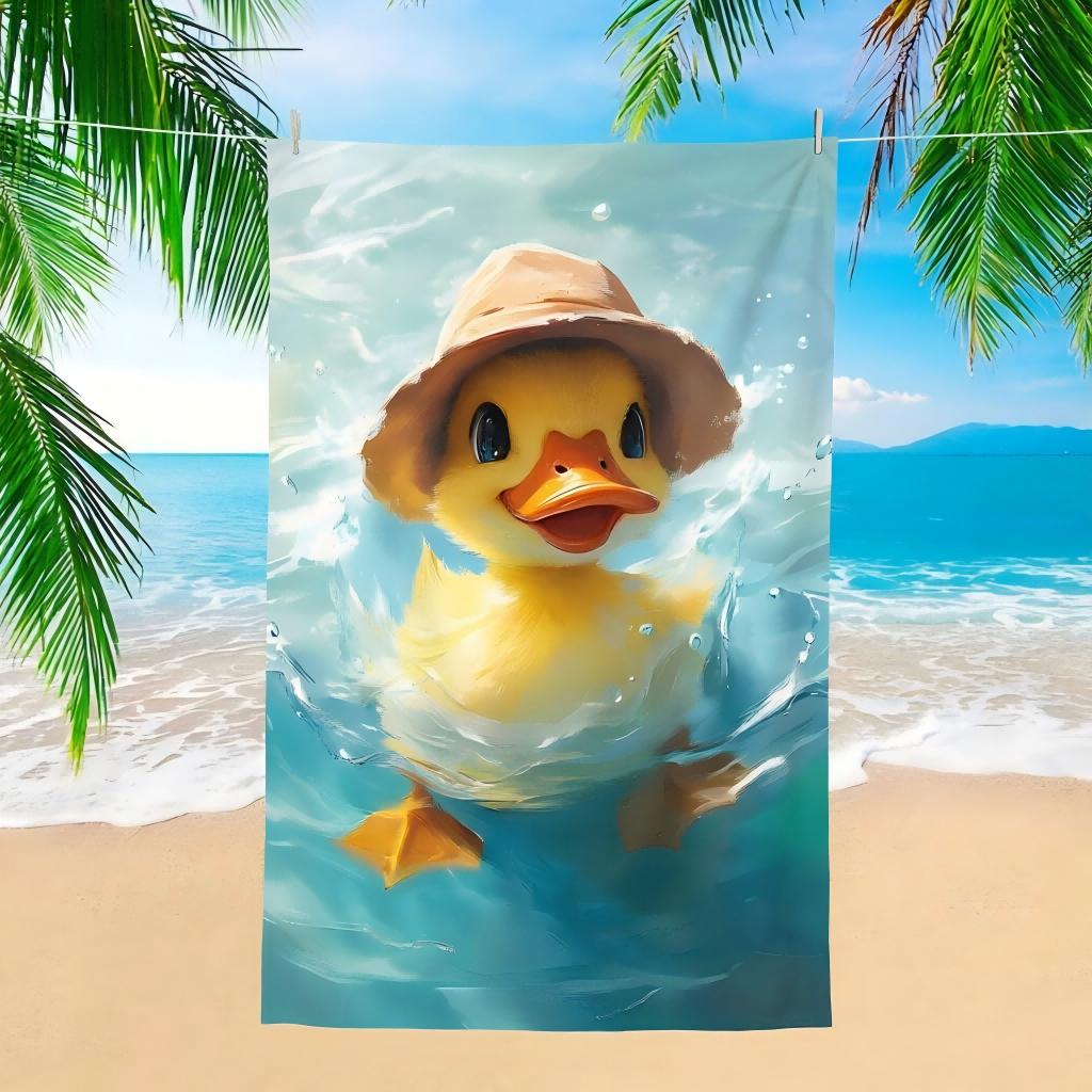 1 Stück Lustiges Gelbes Entenmuster Strandtuch Schnelltrocknend Badetuch Weiche Saugfähige Reise Decke Für Männer Frauen Sommerurlaub Outdoor