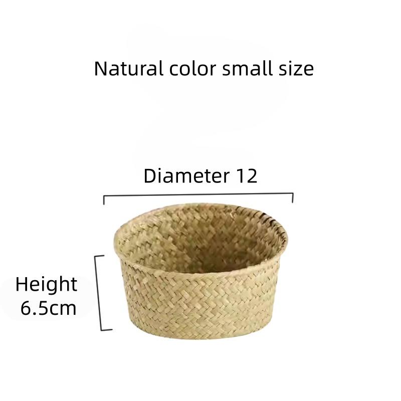 

Плетеные корзины для хранения из морской травы, круглые плетеные органайзеры для кухни, ванной комнаты, рабочего стола, доступны 3 размера 12x6.5cm естественный