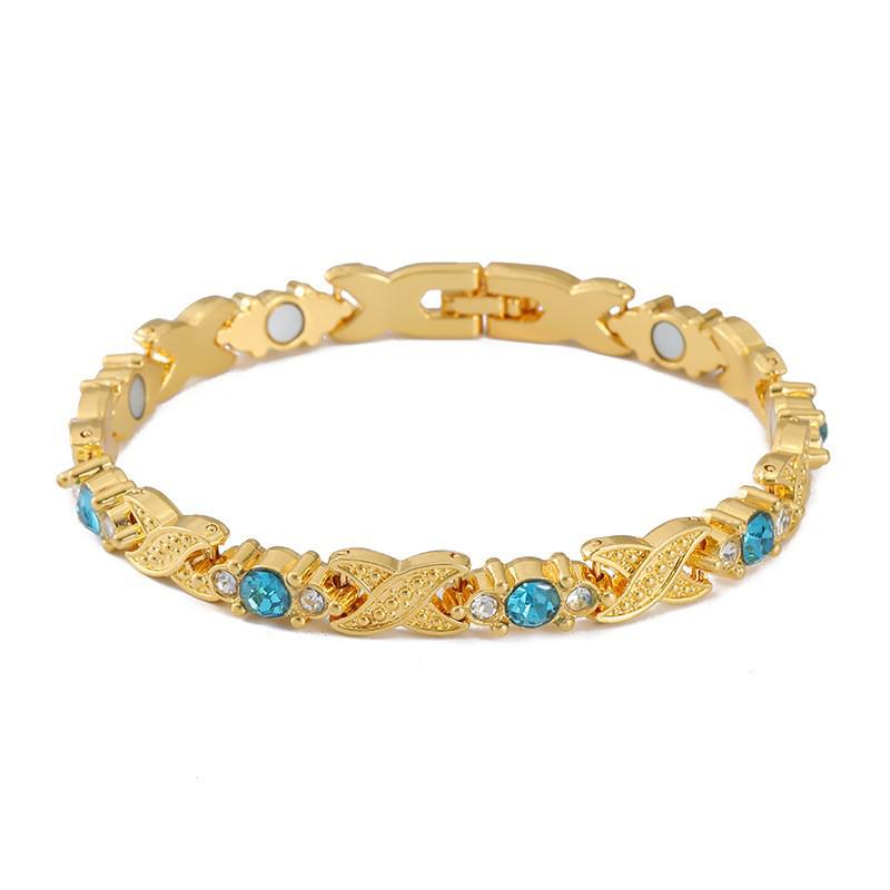 Umweltfreundliches europäisches und amerikanisches Modearmband mit abnehmbaren magnetischen Steinen und Diamanteinlagen; Verstellbarer Damen-Legierungsarmreif.