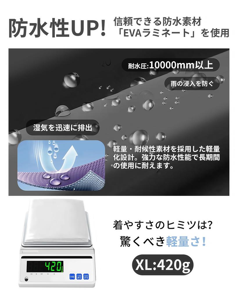 Raincoat for Cycling Removable for Long Rain Super Water Rainy Heavy Rain [Koramaku] Women, [EVA Skin-Friendly Material, Hood] Raincoat, Poncho,