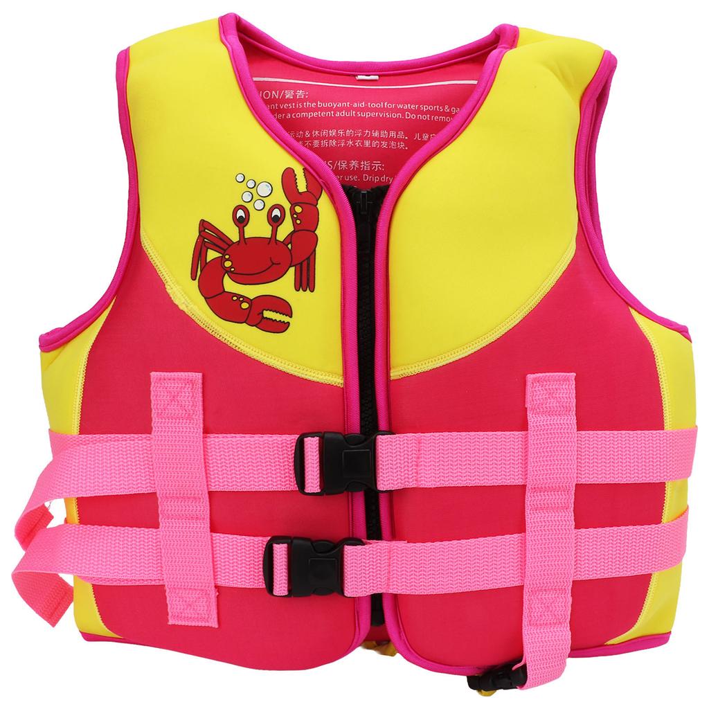 Kids Swim Vest Pink Regulable Strap Widened Waistband Balancing Fins Safety Buckle Child Swimming Jacket for Paddling S