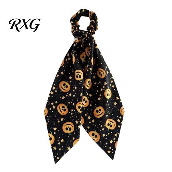 Colorful Hair Tie Halloween Satin Scrunchies for Women, Funny Pumpkin Printed Elastic Ties, Scrunchie Soft Ponytail Holders, Decorative Accessories