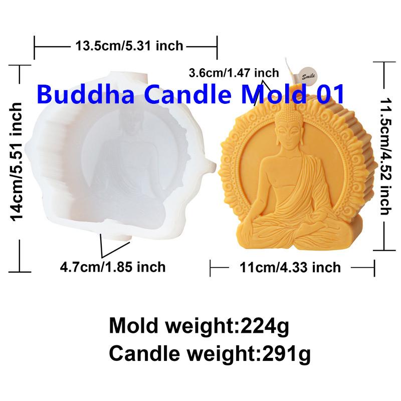 3D Guanyin Buddha Statue Candle Silicone Mold DIY Handmade Abstract Meditation Tathagata Buddha Mold Gypsum Making Home Decor