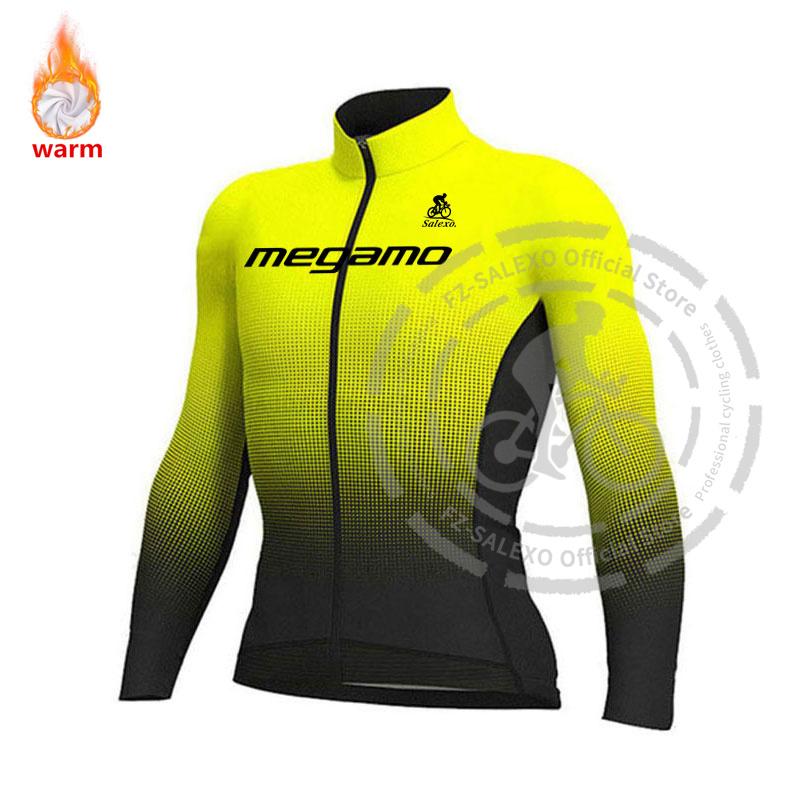 Megamo Set Termico Invernale in Pile a Manica Lunga per Ciclismo Abbigliamento Mountain Bike Maglie da Bicicletta da Uomo Abbigliamento Maillot Ropa Ciclismo