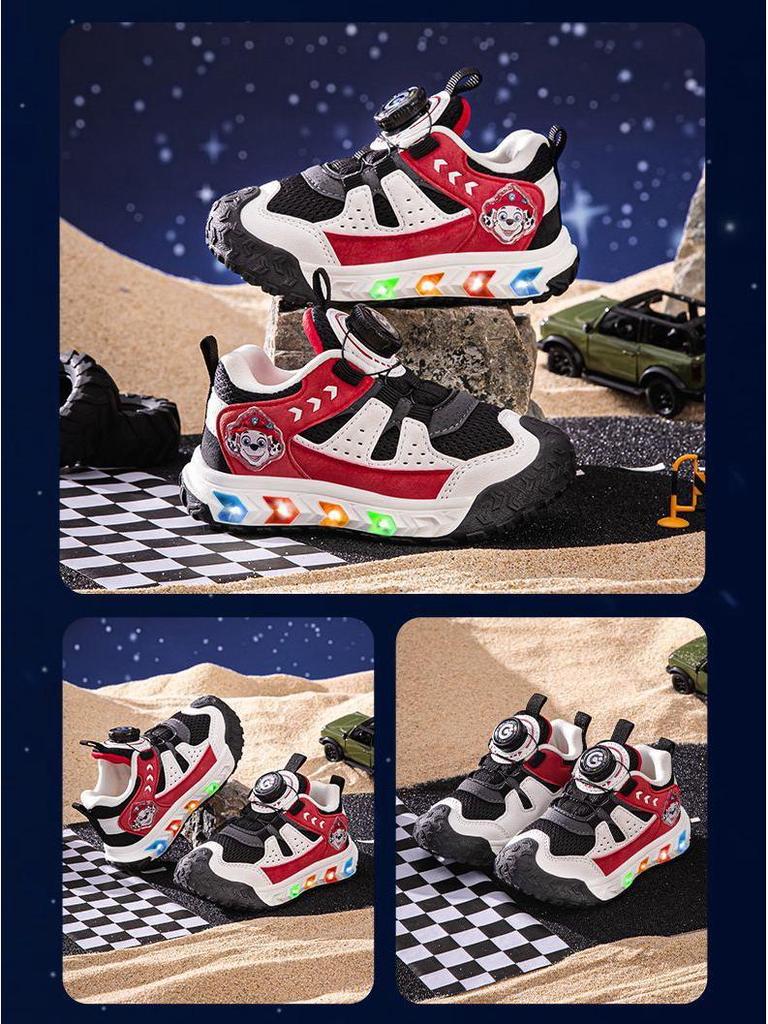 Paw Patrol Girls' Luminous Flashing Light Sneakers - Colorful and Comfortable Autumn Style Sports Shoes