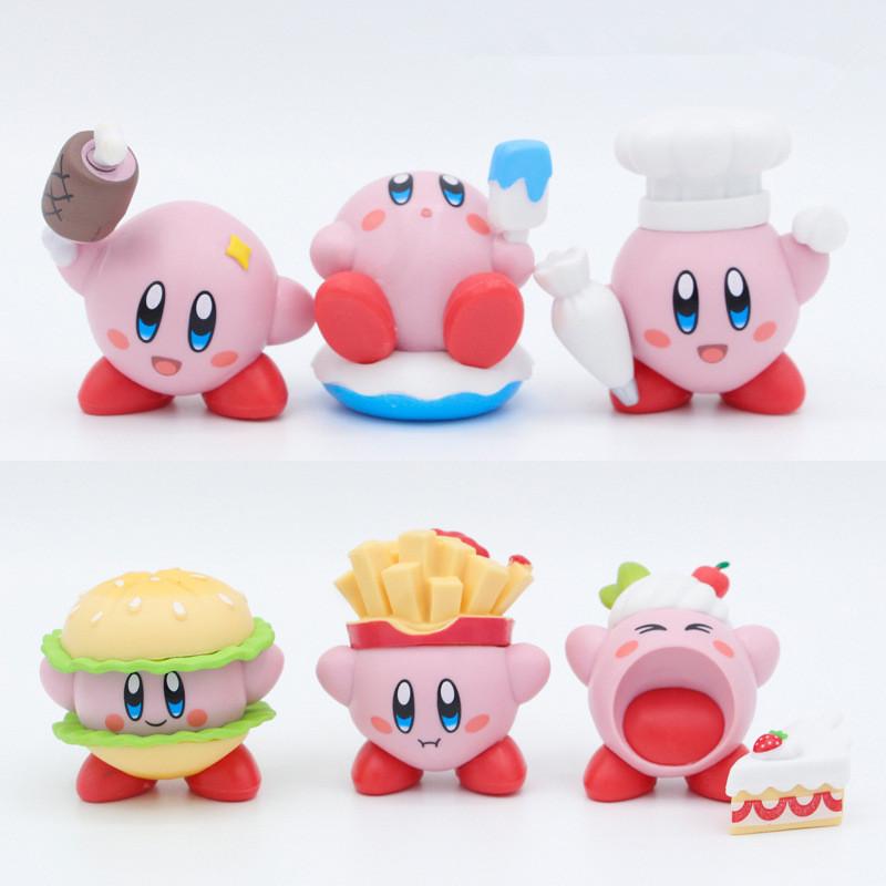Adorable Kirby Food Figurines Pvc Burger Fries Ice Cream Blind Box Model Set