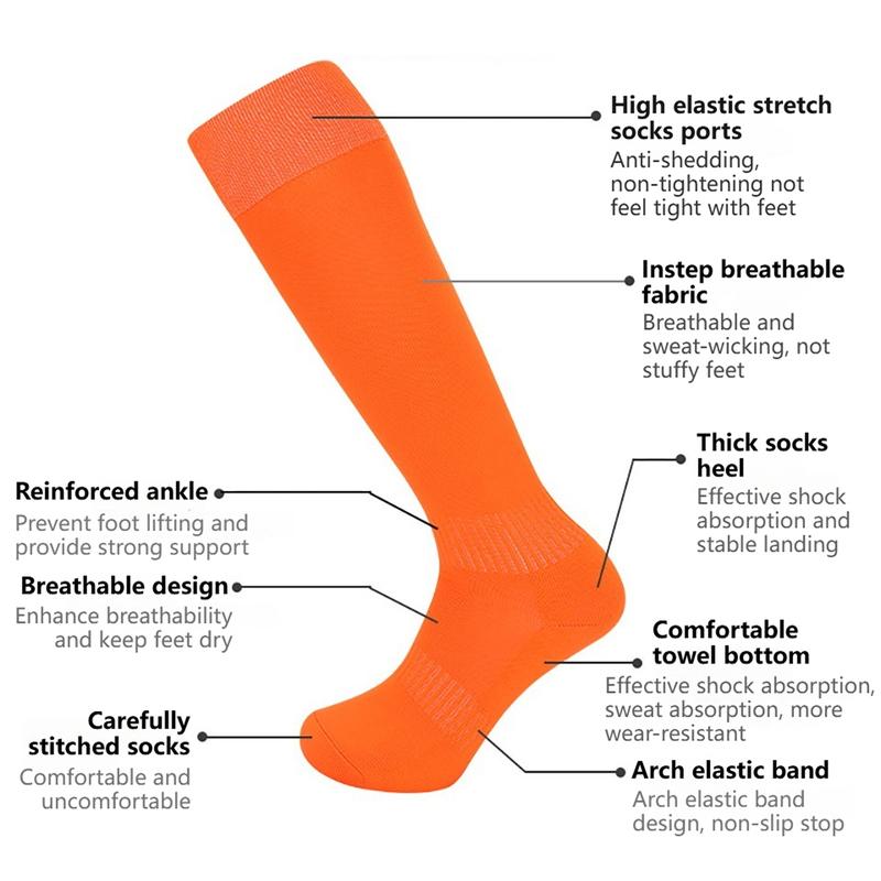 Loogdeel Children Adult Football Soccer Socks Breathable Over Knee High Football Long Socks Outdoor Sports Rugby Stockings