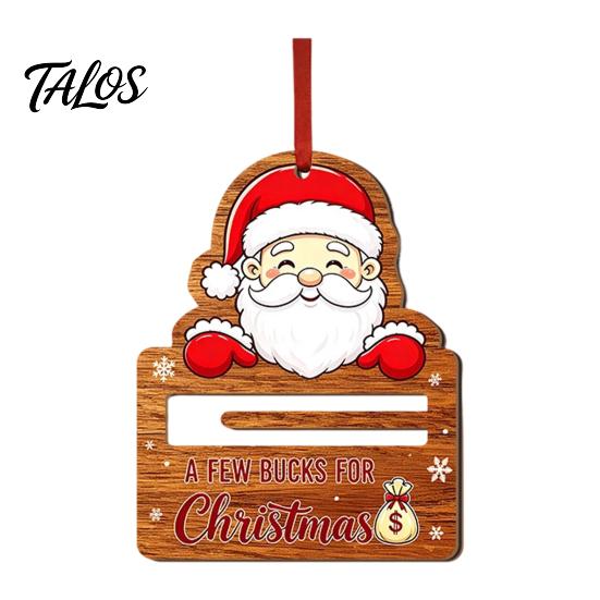 Christmas Cash Holder Ornament Holder, Creative Wooden Hanging with Red Lanyard, Holiday Money Pendant Vivid Printing for Tree Party Supplies