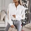 2025 Spring Women's Long-Sleeve Lace Patchwork Blouse with Turn-Down Collar