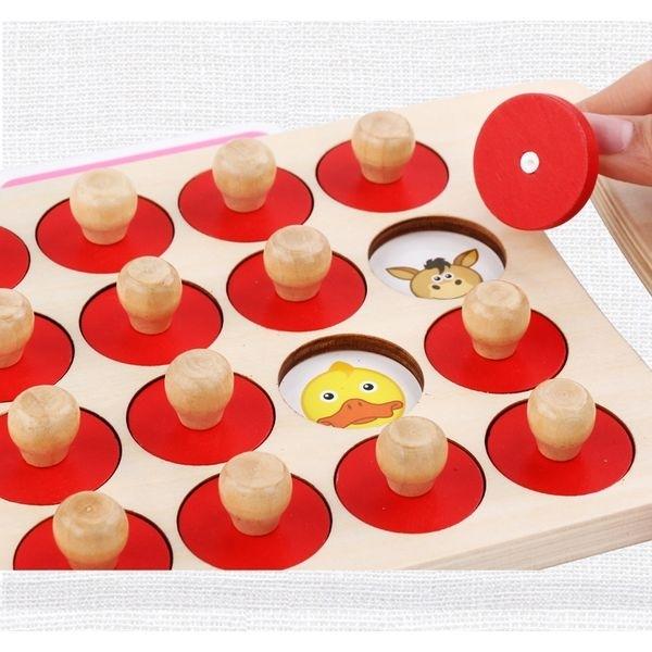 Wooden Memory Game Board with Interchangeable Pegs and Hourglass