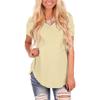 Women's Loose Comfortable Casual And Fashionable V-neck Knitted Solid Color Top Short Sleeved T-shirt