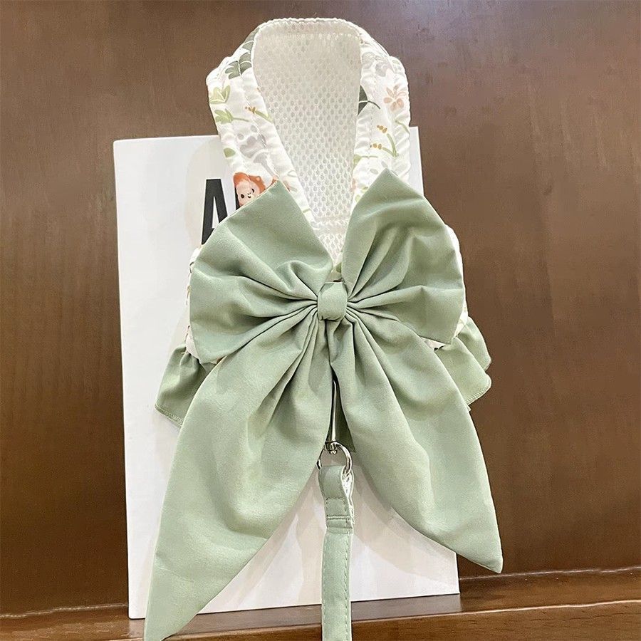 Japanese Style Three-in-One Outdoor Chest Harness Leash Bowknot Half Vest Style Dog Bichon Teddy Pet Cat Suitable