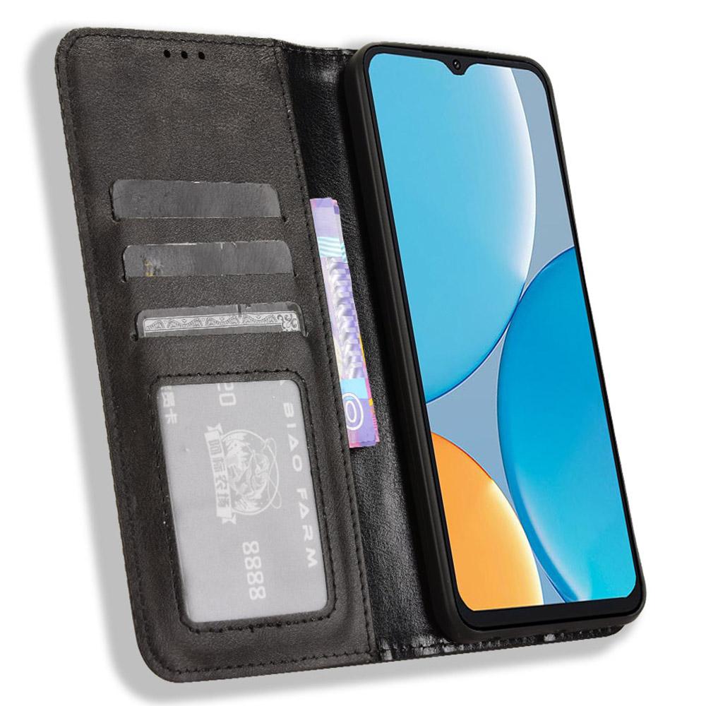 

For itel A50C A669L Leather Case Wallet Stand Retro Texture Phone Cover Blue