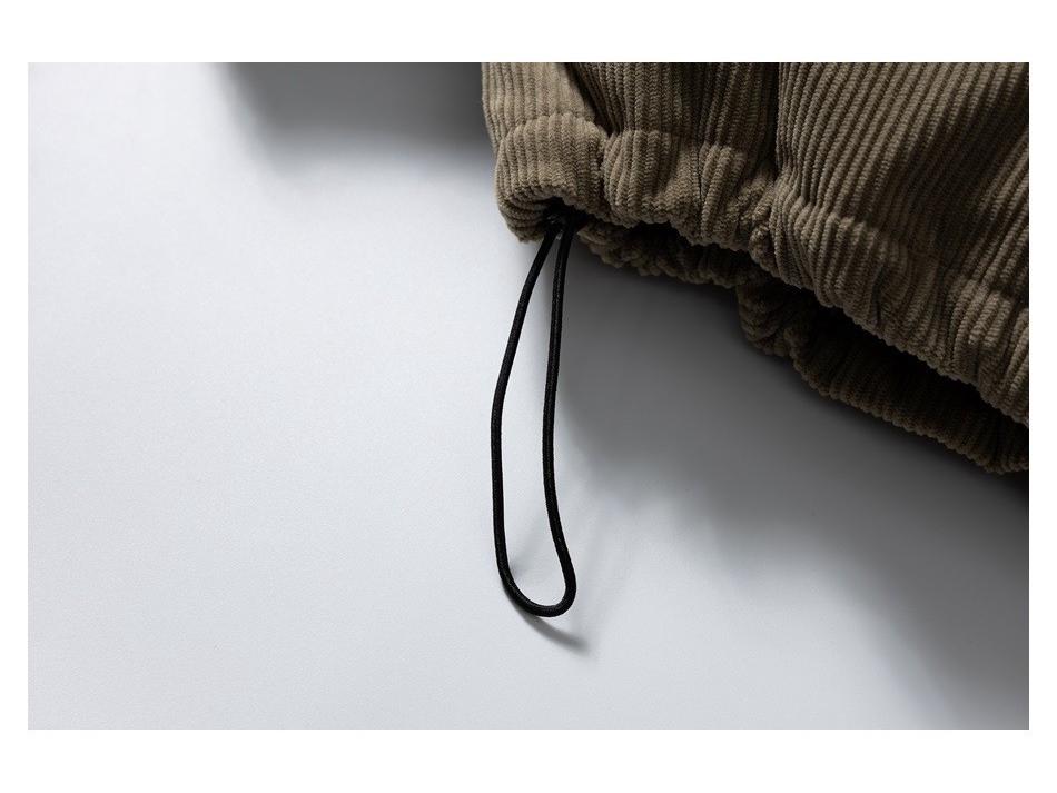 SwimSeed Retro Corduroy Puffer Jacket: Unisex Loose-Fit Stand Collar Winter Coat