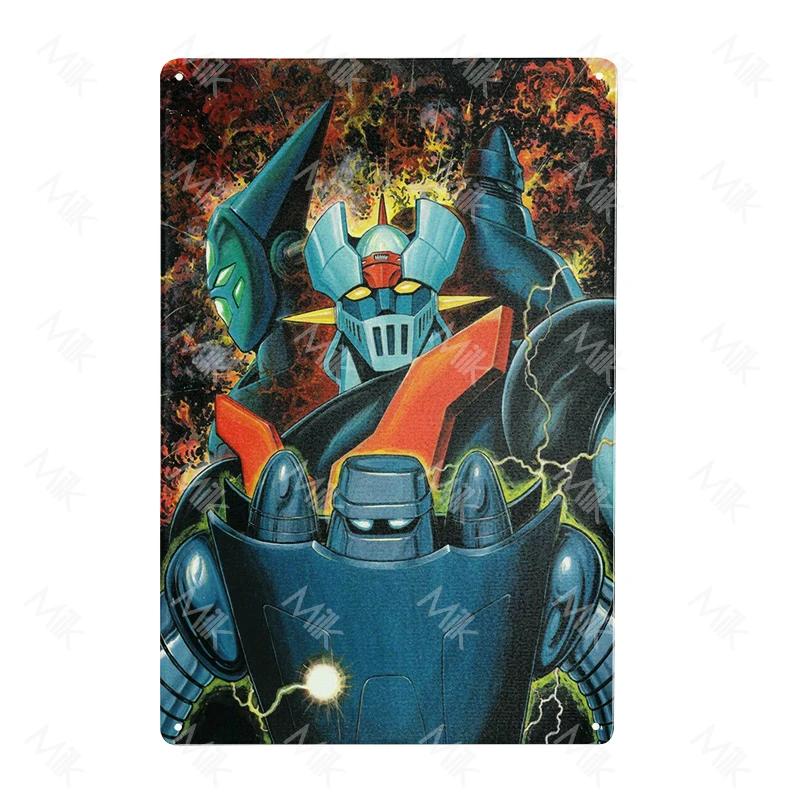 Anime Goldrake Goldorak Mazinger Z Metal Tin Sign Rectangle UFO Robot Grendizer Signs Plaque Bar Cafe Bedroom Wall Art Decor