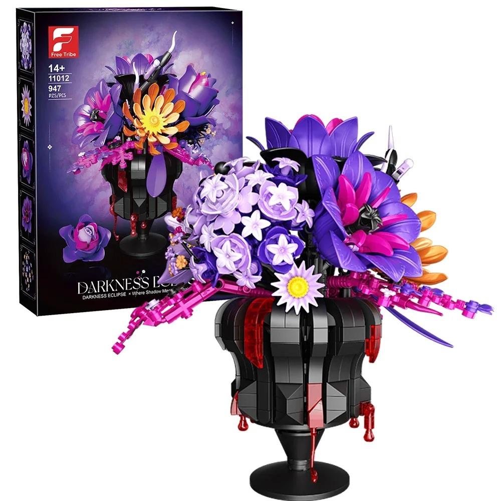 Creative Gothic Bouquet Building Blocks with Flower Vase Model Bricks Toy Home Decorative Ornaments Kids DIY Toys Holiday Gifts