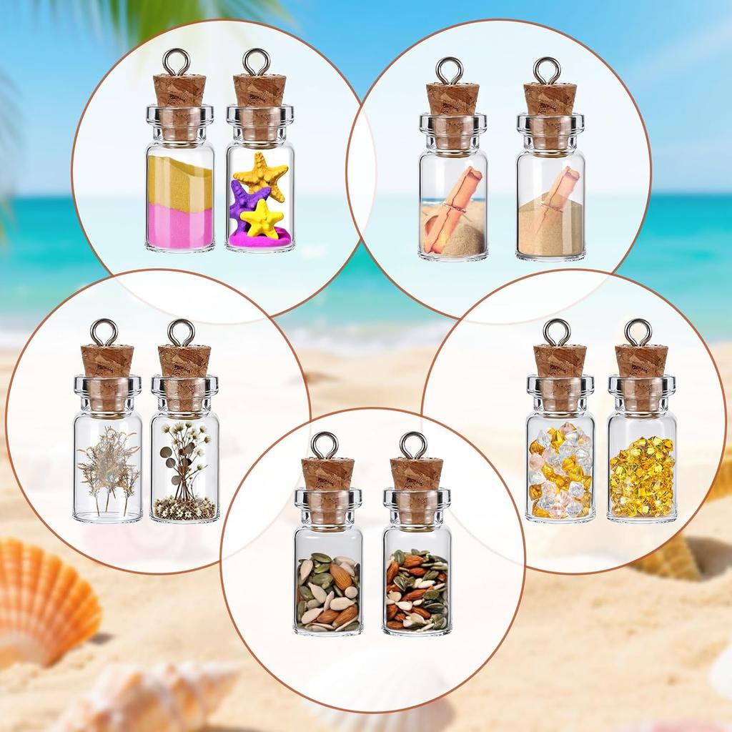 10 Pcs Small Glass Bottles with Cork Stoppers, 1.5ml Mini Glass Jars with Lids, Empty Tiny Glass Containers for Spell Jars, ing Bottles, Message