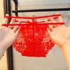 Women's Lace Transparent Sexy Underwear Bow Hollow Low Waist Cotton Crotch Triangle Pants