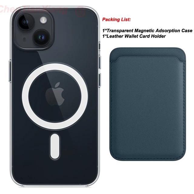 Leather Wallet Card Holder Clear Cases For Apple iPhone 15 14 13 12 11 Pro Max Plus XS Max XR 8 7 Plus SE Magnetic Magsafe Cover