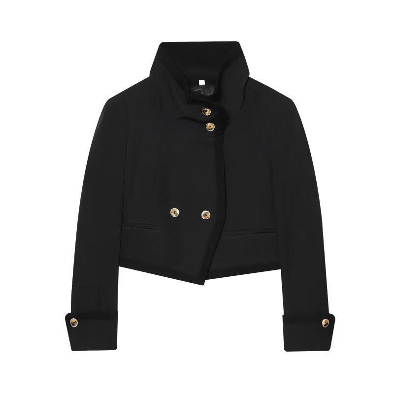 

2025 European & American Style Fashionable Button-Down Short Jacket Coat XS чёрный
