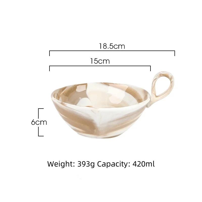 Marmorierung, erstaunt, Stille, Wind, hohes Erscheinungsbild, Obstsalatschüssel, Keramikschüssel, Dessertschale aus Maismehl, Joghurtschale, 420 ml