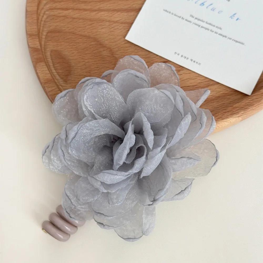 Süße Atmosphäre Haaraccessoires Damen Romantisches gerades Telefonlinien-Bubble-Zopf-Stoff einfarbige Blumen Haargummi