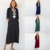 European-American Rayon Embroidered Long Beach Dress Cover-up for Women