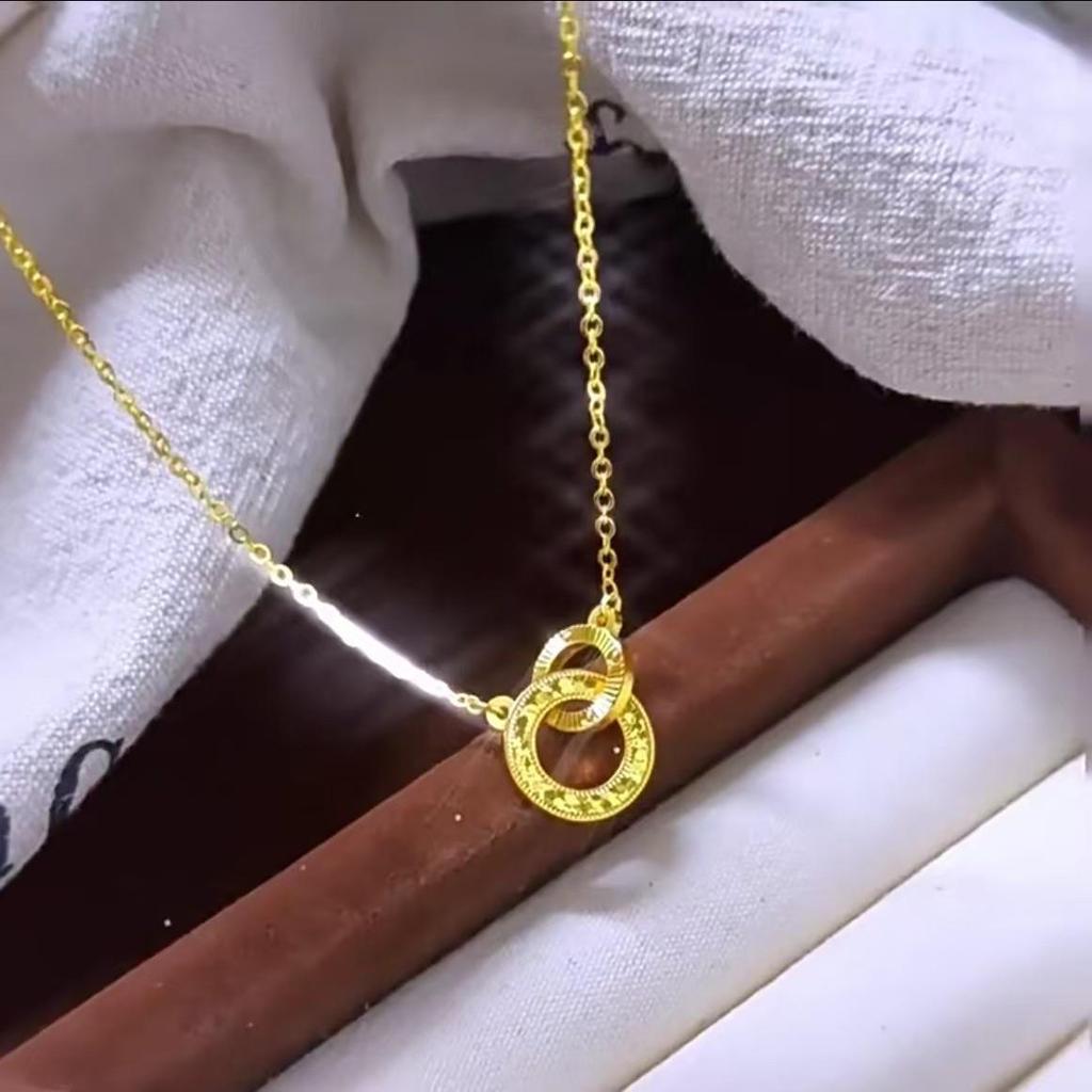 Vietnam Gold Interlocking Ice Necklace - Women's Luxury Clavicle Chain, Perfect Birthday Gift