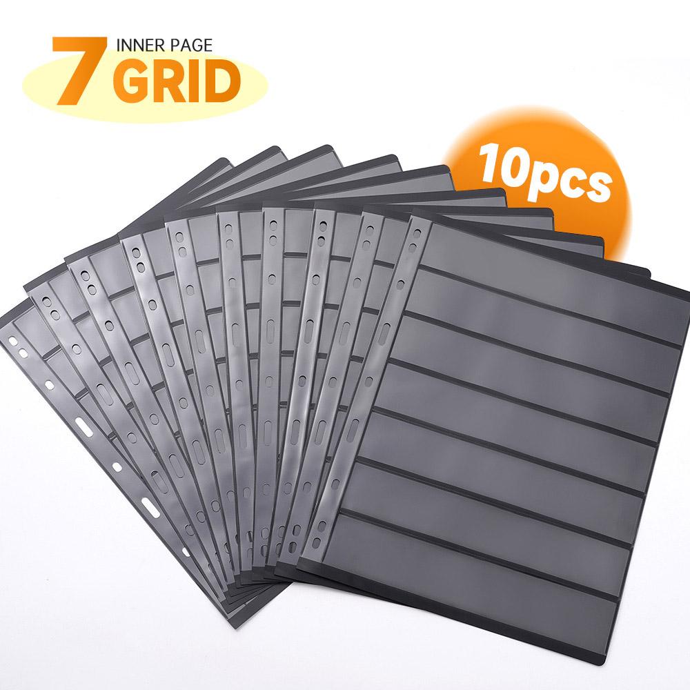 10pcs Double sided 9 Holes Stamp Collection Page Format Card Sleeves Album Binder Sheets Black Cards Game Cards Binder Protect