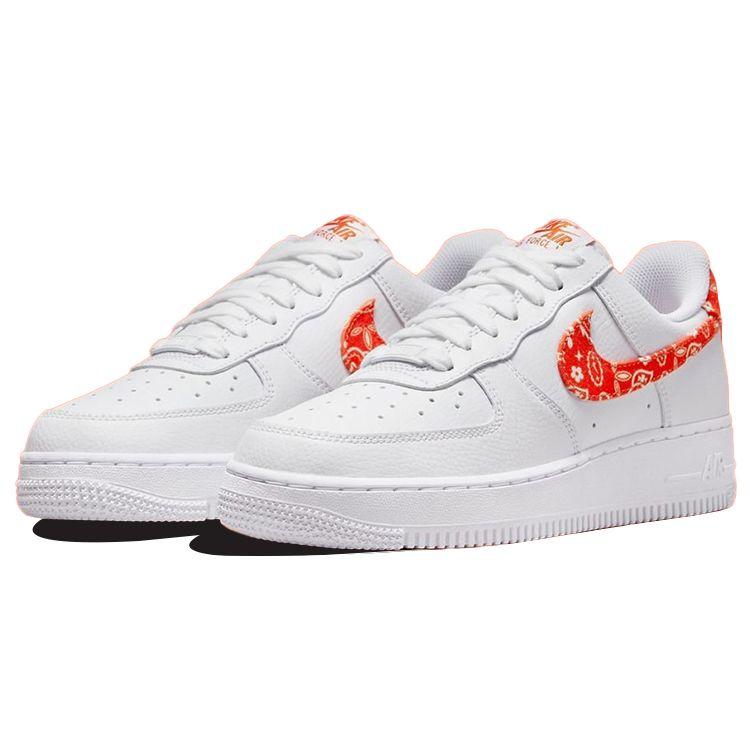 Nike  Air Force 1 07 Rush Orange Paisley Women Sneakers White DJ9942-102