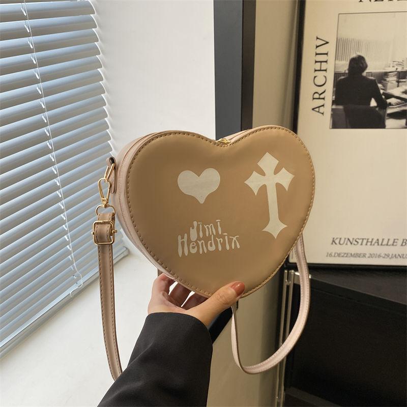 

New Love Printed Crossbody Bag Fashion Foreign Girl 2025 Change Cute Mini Heart Shoulder Bag Women хаки