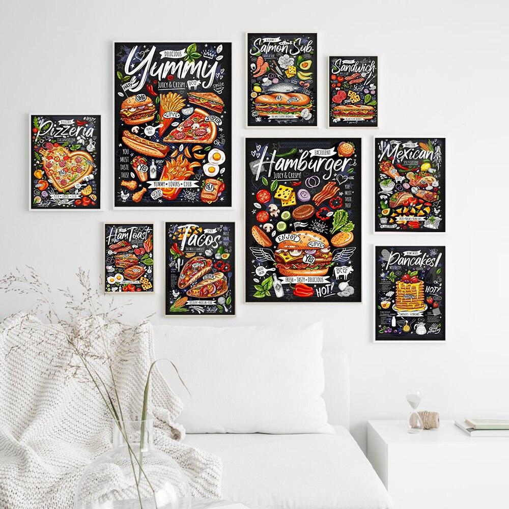 500 kitchen wall art prints bundle, retro food and... 💰Koupit online: Retro Kitchen Posters And Prints Abstract Fast Food ...