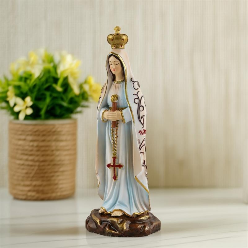 Statua Statuetta Fatta a Mano della Madonna di Fatima Decorazione da Scrivania Per Matrimonio Religioso Evento e Celebrazione